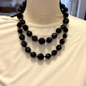 Black bead necklace 9”to 11“ drop 21” length jewelry